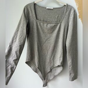 Heather grey square neck bodysuit